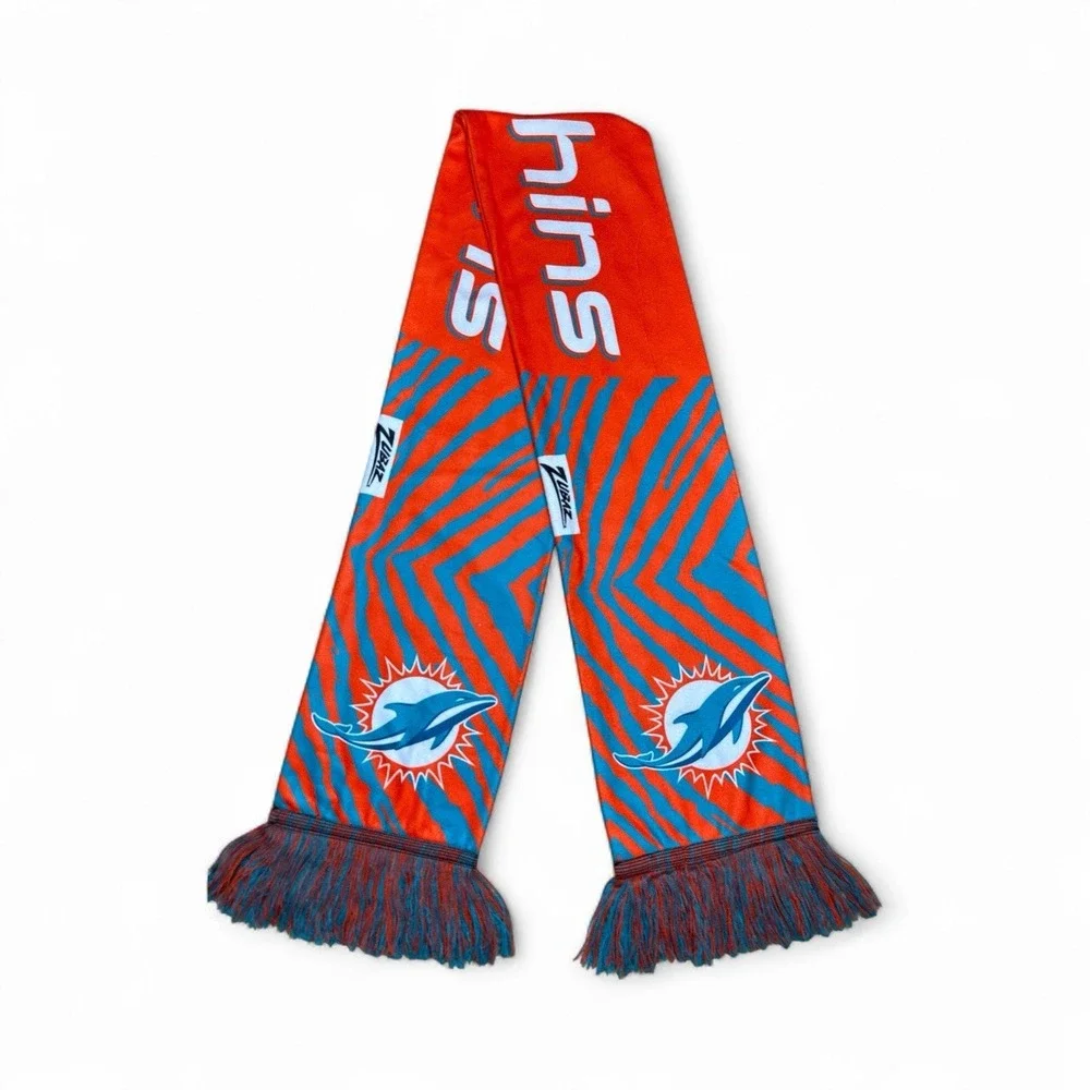 Miami Dolphins FOCO Scarf Team Logo Fringe Orange Aqua NFL Football Fan Gear 54